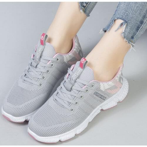 Rimocy Breathable Mesh Platform Sneakers Women 2021 New Comfort Soft Bottom Sports Shoes Woman Autumn Non-slip Lace-up Shoes