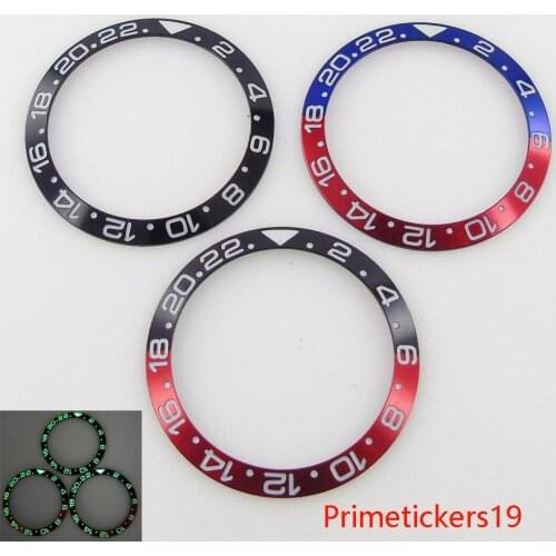 38mm Luminous Alloy Watch Bezel Insert Ring For GMT Automatic Movement Wristwatch Parts