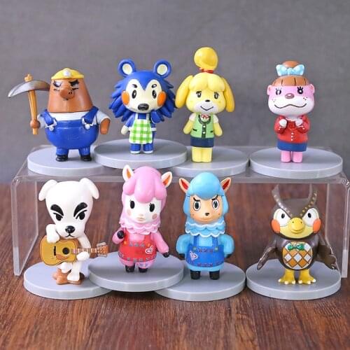 8pcs/lot New Animal Crossing Action Figures Tom Nook Mabel Resetti Isabelle K.K PVC Model Toys Gifts for Children