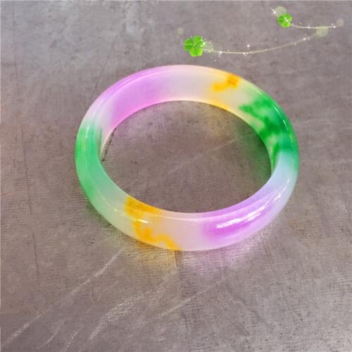 Natural Color Jade Bangle Bracelet Hand-Carved Men Women Fine Charm Jewelry Fashion Accessories Lady Round Bangle for Friend