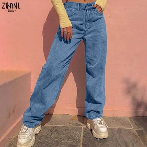 Womens Pants Straight Leg Jeans Women High Waist Blue Loose Harajuku Pants Casual Split Washed Mom Fashion Trousers Streetwear