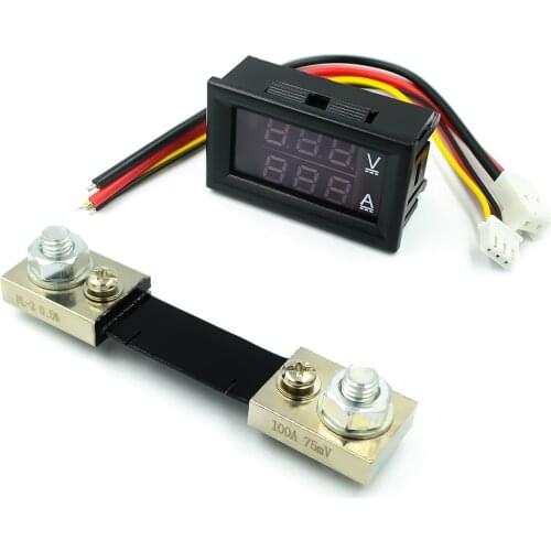 Mini 0.28inch LED Digital Voltmeter Ammeter DC 100V 50A 100A Volt Ampere Meter Amperemeter Voltage Indicator Tester with shunt