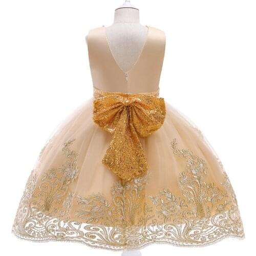 Flower Girl Wedding Party Dress Birthday Evening Costumes Lace Bow Catwalk & Host Pageant Ball Gown Children Princess Dress