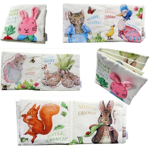 Multi Color Cute Baby Cloth Book Night Rabbit Baby Educational Toys Animal Cat Rabbit Duck Squirrel Rattle Appease Infant Toys