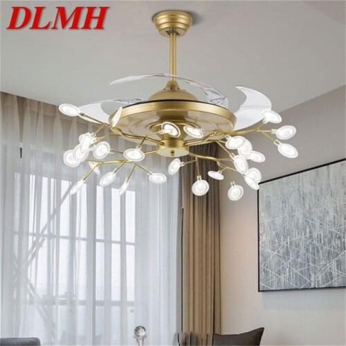 DLMH New Ceiling Fan Light Invisible Lamp With Remote Control Modern Retro Branch LED For Home Restaurant