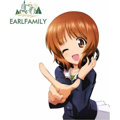 EARLFAMILY 13cm x 8.5cm for Nishizumi Miho GIRLS Und PANZER Car Stickers Personality Decals Scratch-Proof Trunk Helmet Decor
