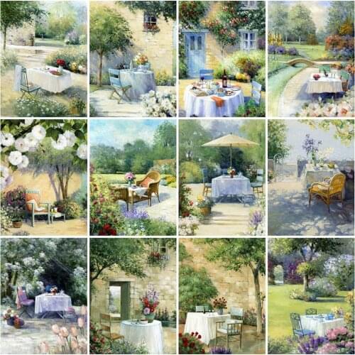 Evershine 5D DIY Diamond Painting Garden Full Square Round Diamond Embroidery Landscape Cross Stitch Flower Home Decorations