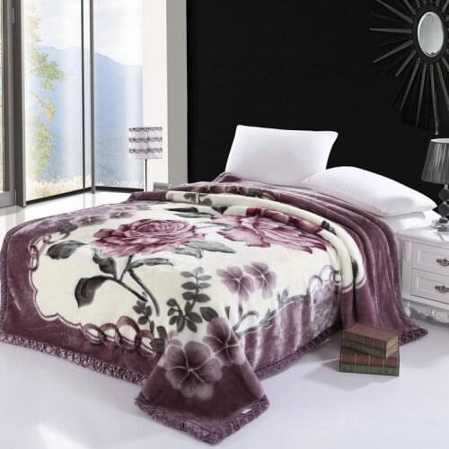 Blossom Flowers printed Faux Fur Fleece Throw Blanket Ultra Sof Warm Thick Bedspread Luxury Bed cover set