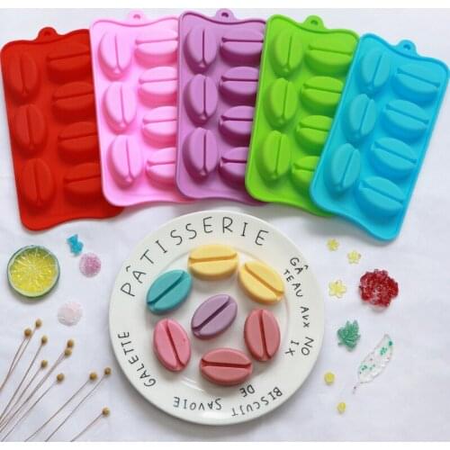 7-hole coffee bean shape Chocolate mold Silica gel Cake mold Biscuit Ice Tray Mold Cold Soap Mold