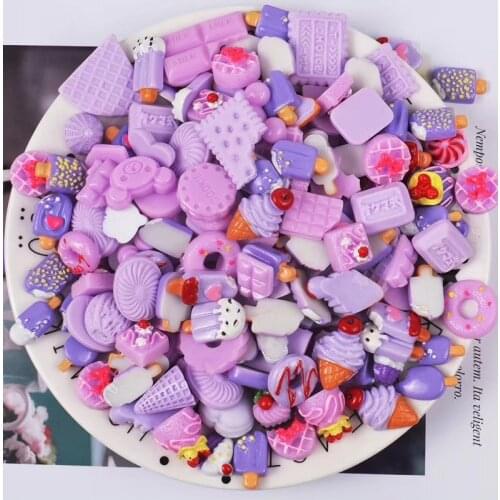 Purple Colors Candy Desert Flat Back Resin Cabochon Kids Hair Decorative DIY Phone Handmade Arts Craft Supplies