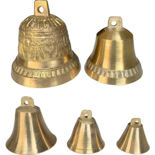 Wind Chime Bells Gong 2 pcs Hanging Christmas Bell Decorations Pendant Wind Chimes Metal Antique Copper Horn Bell for Door Home