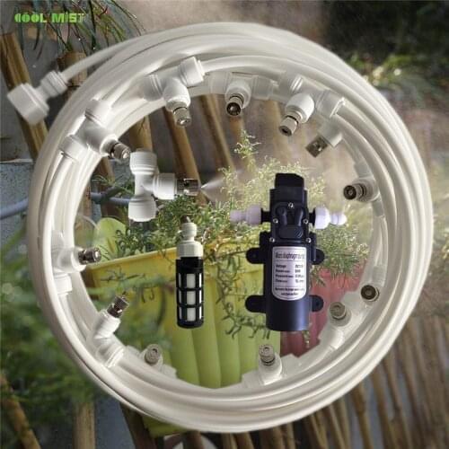 Timer control 8M-18M watering kits 12V DC pump mist water sprayer fine fog nebulizer slip lock nozzle 1/4'' PE hose sprayer S353