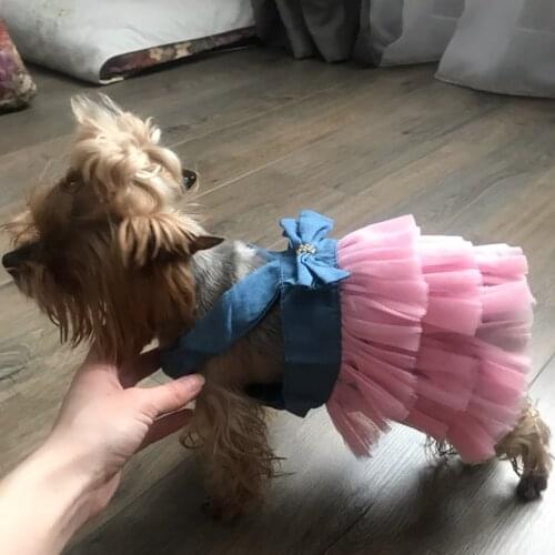 Summer Dress for Dog Pets Dog Clothes Chihuahua Wedding Dress Skirt Puppy Clothing Spring Dress for Dogs Jean Pet Clothes XS-2XL