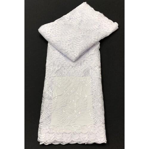 Latest African Lace Fabric High Quality Milk Silk Sequins Embroidery French Tulle Lace Nigeria Mesh Lace Material For Wedding