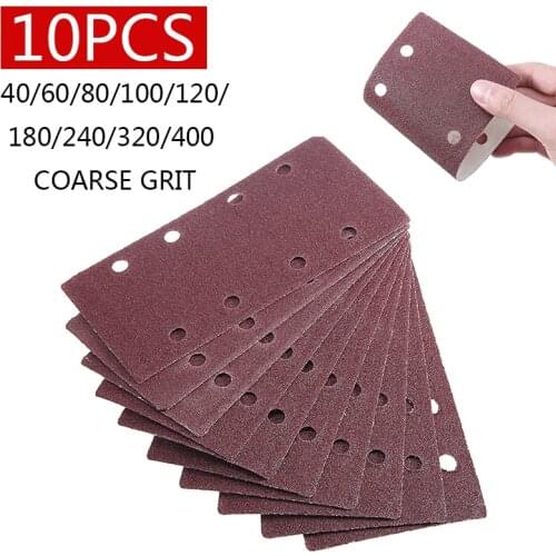 10Pcs Hook and Loop Sanding Paper Punched Sheets Sandpaper Abrasive Paper 40-400 Grit For 1/3 Sanders Sanding Polishing