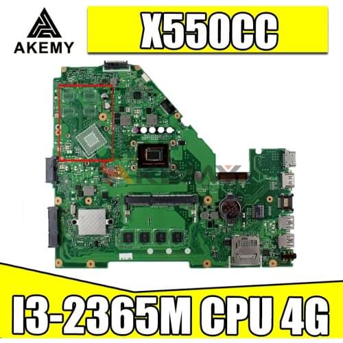 Akmey X550CC For Asus X550CA R510C Y581C X550C X550CL laptop motherboard I3-2365M CPU 4G tested 100% work original mainboard