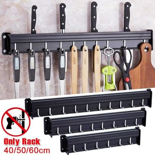 Multifunction Aluminum Kitchenware Racks Punch Free Knife Towel Holder Wall-mounted Kitchen Organizing Storage Rack