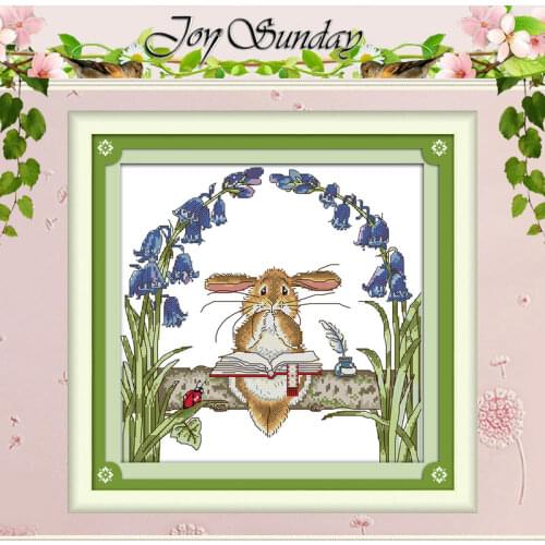 The Reading Rabbit Counted Cross Stitch 11CT 14CT Cross Stitch Set Wholesale Animals Cross-stitch Kit Embroidery Needlework