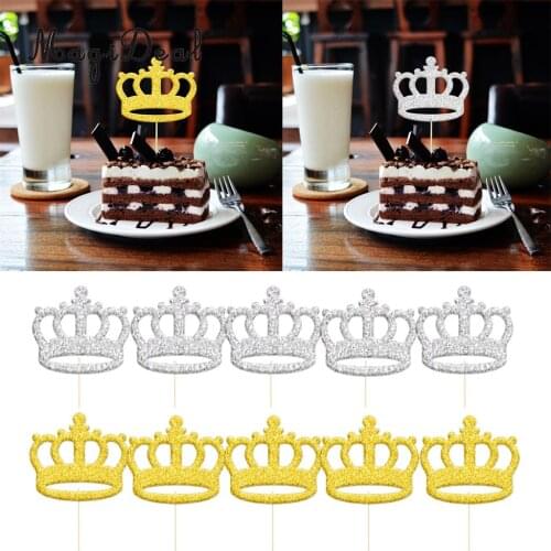 Pack of 20pcs Glitter Princess Crown DIY Cake Toppers Christmas Birthday Baby Shower Cupcake Picks Bakery Accessories