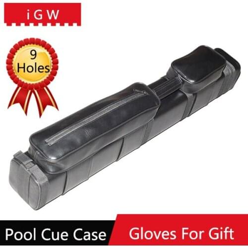 2016 iGW Large Capacity New Billiard Leather Pool Cue Case Size 85cm*12cm*12cm 9 Holes Can Put 3 Whole Cues And 3 Foreparts