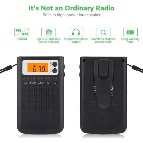 2020 New Mini Radio Portable Stereo Pocket Radio Speaker With Built-in Speaker Headphone Jack AM FM Alarm Clock Radio