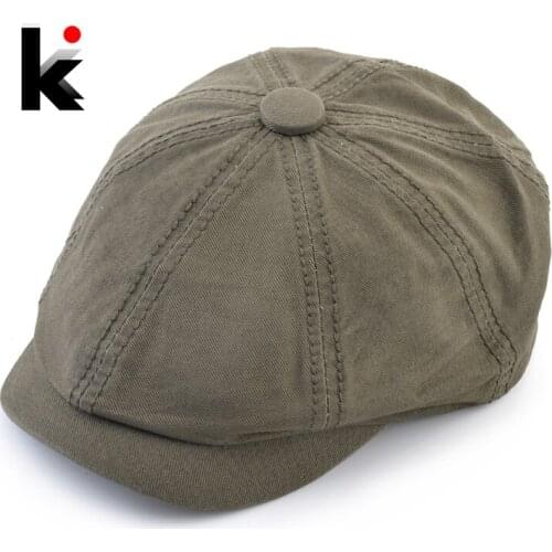 New Mens Casual Newsboy Hat Spring And Autumn Retro Beret Hat Outdoor Casual Hats Unisex Octagonal Cap Solid Color Peaked Cap