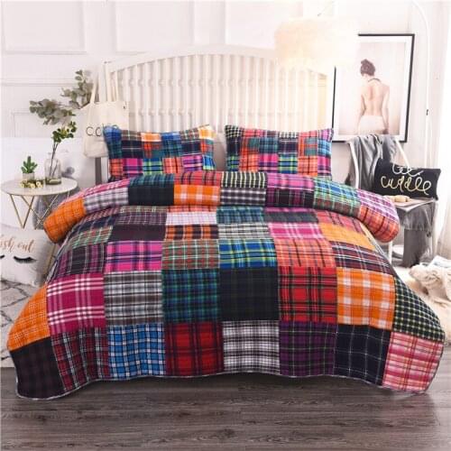 New Soft 100% cotton Quilting American style bed cover Bed Skirt 3pcs Bedspread Bed Sheet Bed Cover Pillowcase Bedding Set