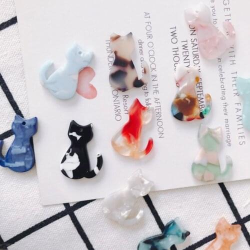 New style 50pcs/lot color print cartoon cats shape animals acrylic beads diy jewelry earring/garment pendants accessory