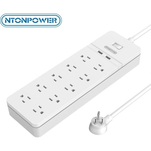 NTONPOWER Surge Protector with 1.5M Power Cord USB Charger Smart Power Strip with 10 AC 2 USB US Plug for home office