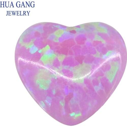 OP10 Heart Shape Opal Loose Stones Round Shape Base Cabochon Created Opal Beads Semi-Precious Stones For Jewelry Making 3mm-15mm