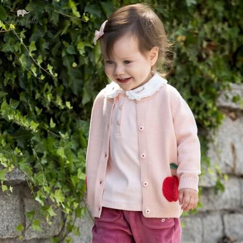 DB18884 dave bella autumn infant baby girls fashion cartoon cardigan kids girl toddler coat children cute knitted sweater