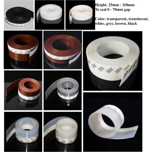Self-adhesive Draft Stopper Sliding Sash Glass Metal Wooden Door Window Seals 25mm 35mm 45mm 60mm 110mm Brown White Black Gray