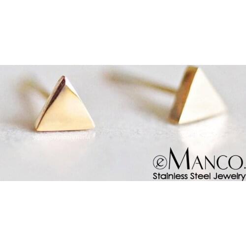 EManco Wholesale Small Triangle Stainless Steel Earrings for women Career style Minimalist Geometric Earring Studs Jewellery