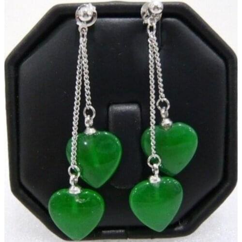 Hot Sell Noblest Jewelry Heart Shape green jade Earings