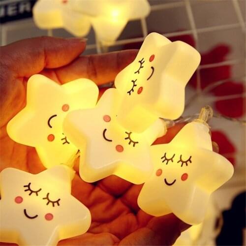 1.5/3M Leds Smile Star String Lights Battery Operated Twinkle Led Room Decorations For Bedroom Kids Christmas New Year Birthday