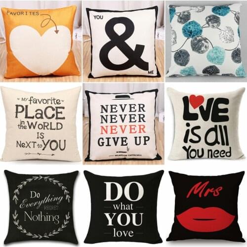 Textileative Pillow Case Throw Pillowcase Cotton Linen Printed Pillow Covers Square Home for Home Office
