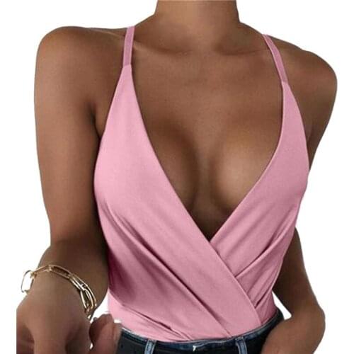 Summer 2021 Ladies Sexy Camisole Top Deep V Neck Ladies Cross Spaghetti Strap Crop Top Casual Nightclub Top