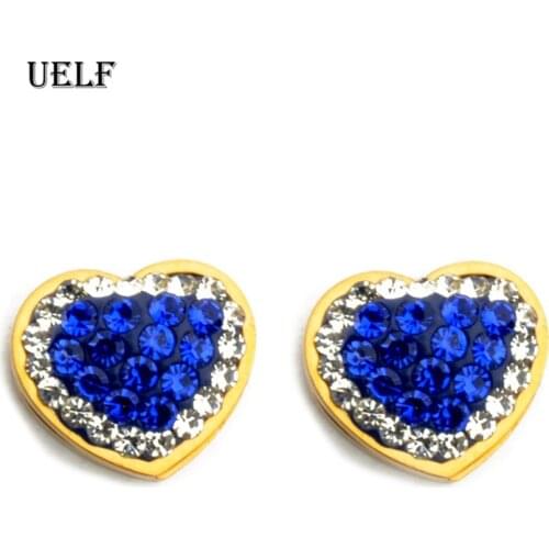 Uelf Trendy Steel Steel Jewelry For Women Blue Heart CZ Stone Charm s Earrings LOVE Anniversary Gift
