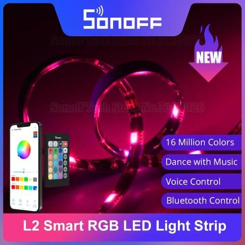 SONOFF L2 RGB LED Light Strip Upgraded Bluetooth-compatible Remote Control via eWeLink Voice Control Support Alexa Google Home