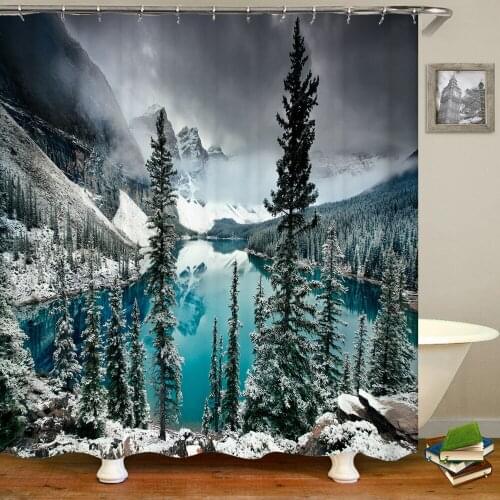 Scenery Waterproof Bathroom Shower Curtains Primeval Natural Forest Tree Bath Curtains 3d Printing With Hooks Washable Cloth
