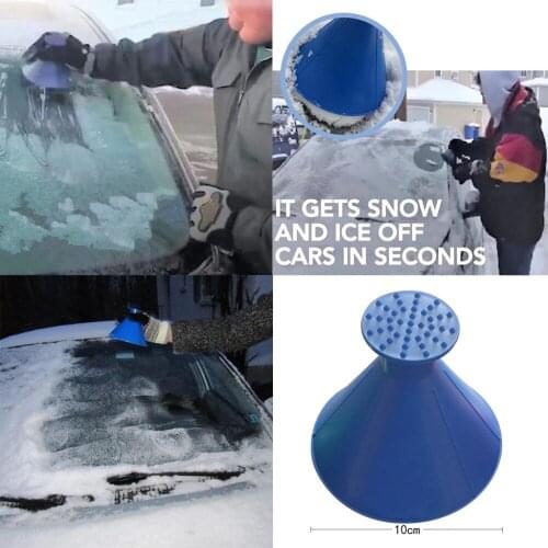Car Magic Window Windshield Car Ice Scraper Cone Shaped Funnel Snow Remover Deicer Cone Deicing Tool Scraping A Round