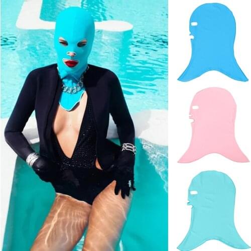 Funny Swimming Diving Facekini Waterproof Anti-UV Sunscreen Sunblock Full Face Head Neck Mask Hat Summer Swim Cap for Women Men