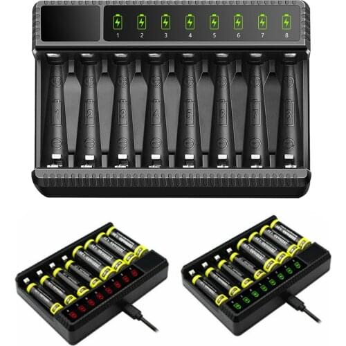 8 Slot Rechargeable Batteries Intelligent Lithium Battery Charger LED Display Smart Battery Charger for 1.5V AA/AAA NiMH