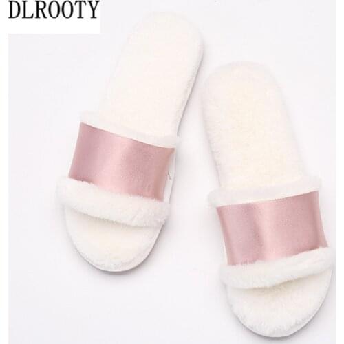 Women Slippers Winter Warm Indoor Flip Flops 2018 New Fashion Solid Short Plush Silent Non-slip Shoes Woman Slides Flat Casual