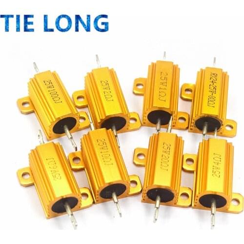 1PCS 10W 25W Aluminum Power Metal Shell Case Wirewound Resistor 0.01 ~ 30K 1 2 3 5 6 8 10 20 100 150 1K 10K ohm Igmopnrq RX24