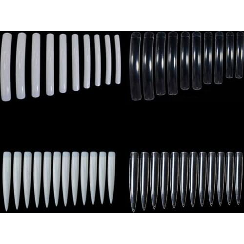 10/50Pcs Extra Long False Nail Tips Natural/Clear Stiletto Half Cover Acrylic Fake Nails Manicure Nail Art Decoration Tools