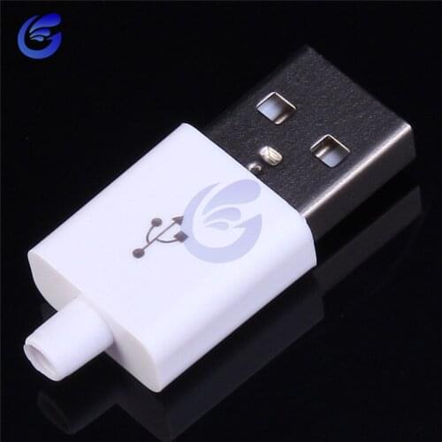 10PCS Male USB Connector Kit 5P 5pin USB 2.0 Plug Type A DIY Components White with Plastic Cover