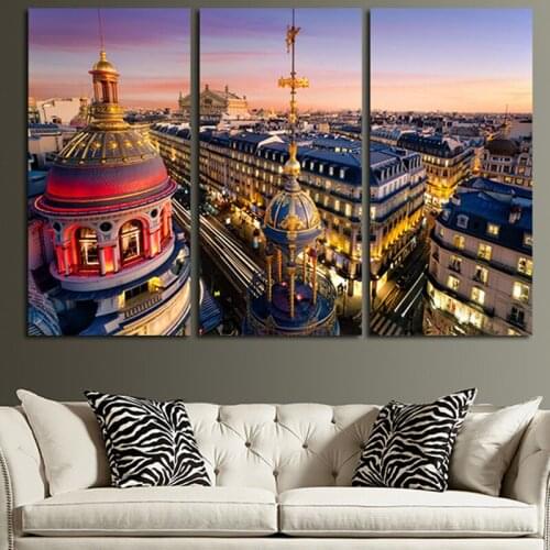 2017 3Plane Wall Painting Canvas Art Picture Abstract Building Of Europe Retro Paint For Living Room Print Posters No Framed