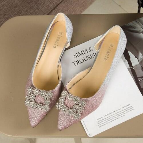 2020 spring autumn best-selling low-cut shallow mouth luxury retro shiny rhinestone womens shoes banquet must-have W38-18