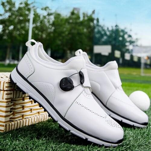 2021 Autumn New Golf Shoes Men Boys Leather Shoes Sports Shoes Light Weight Mens Golf Shoes High Quality Quick Lacing Golf Shoe